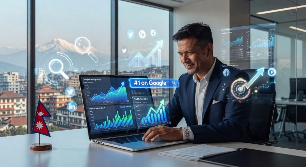 SEO expert in Nepal analyzing Google rankings and helping businesses grow through SEO strategy